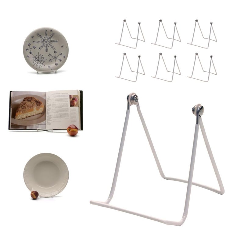 KINGDOM SOLUTIONS Made in USA 6-Pack Sturdy & Durable Adjustable White Metal Easels to Display Books, Frames, Comics, Plates & More - Unique on The Market - Image 1